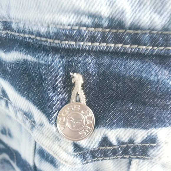 Vigoss L Y2K Blue Distressed Denim Jeans Crop Jacket - Picture 5 of 10